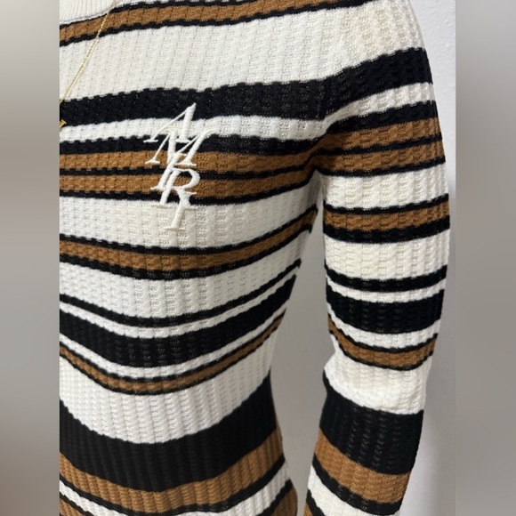 NWT Amiri Backless Multi-Stripe Sweater Dress in Brown/Black - Picture 7 of 16